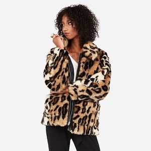 Express Oversized Faux Fur Leopard Coat